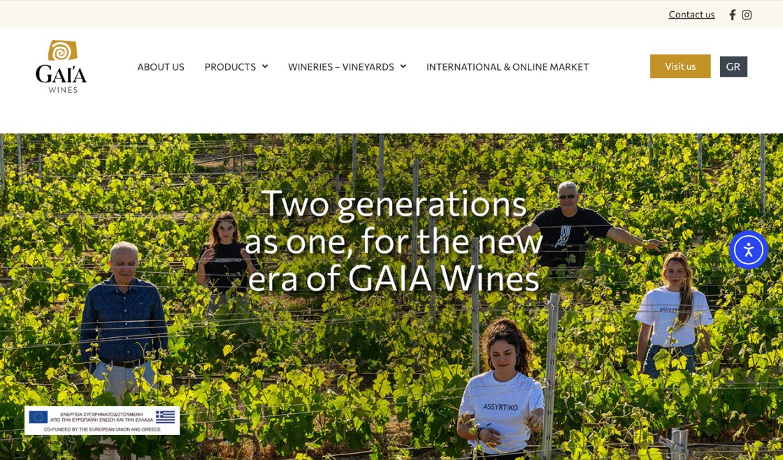 Screenshot of the website gaiawines.gr